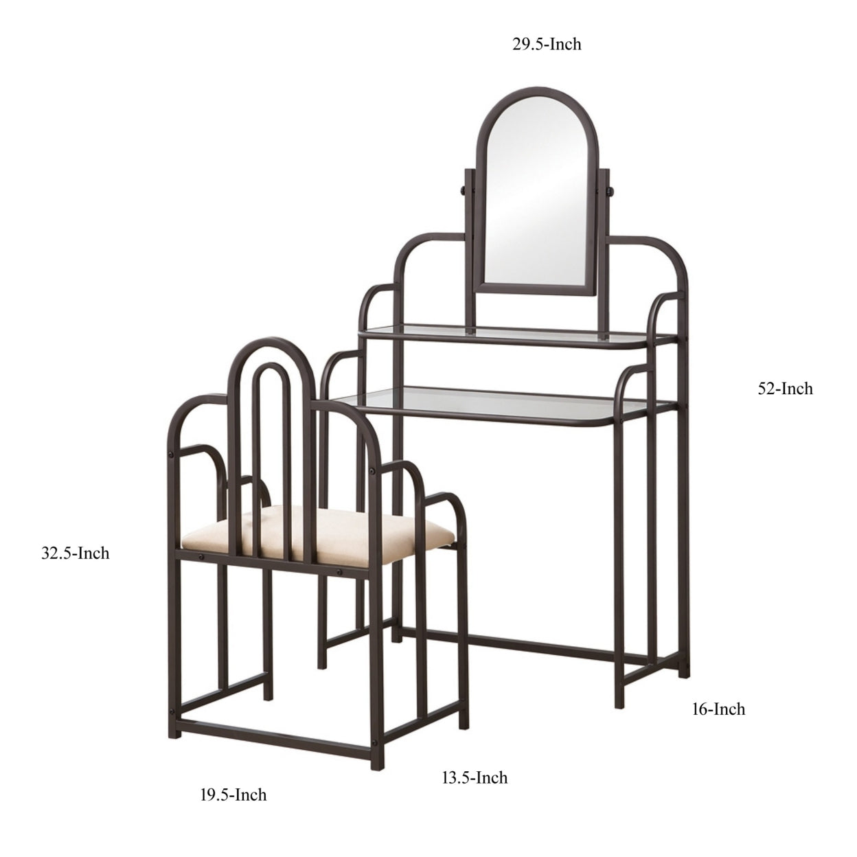 2-piece Vanity Set Tan and Bronze