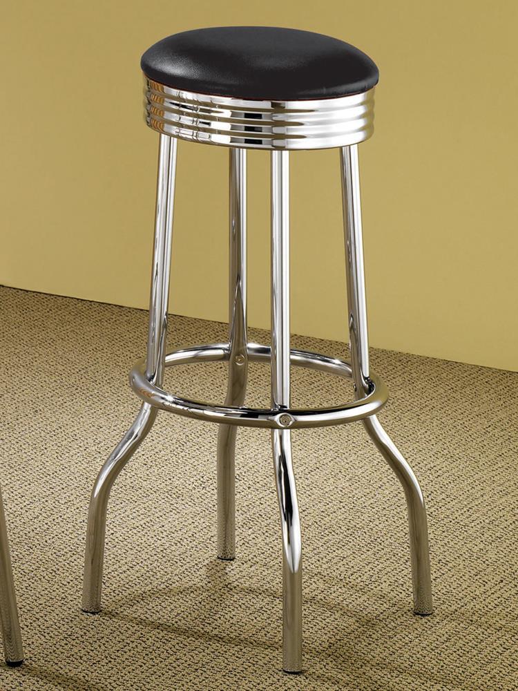 Theodore Upholstered Top Bar Stools Black and Chrome (Set of 2)