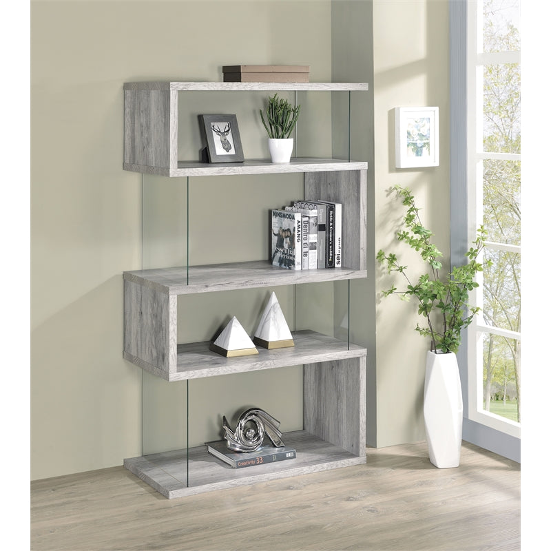 Emelle 4-shelf Bookcase with Glass Panels