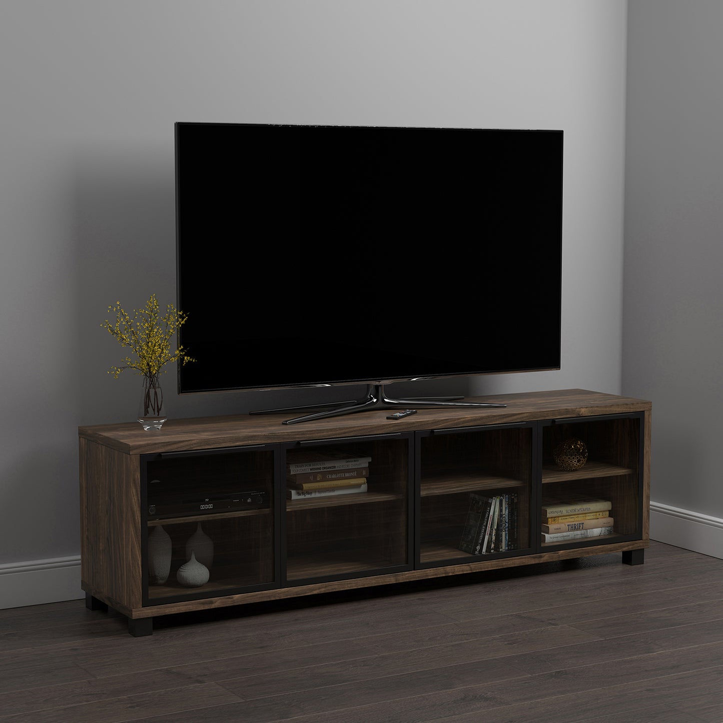 4-door TV Console Aged Walnut