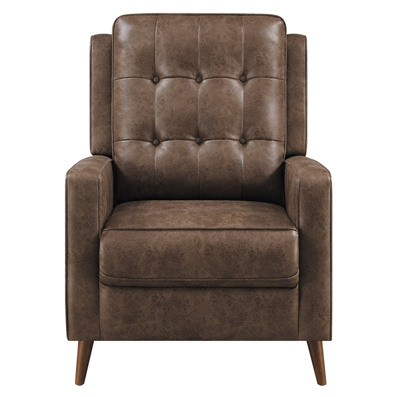 Upholstered Tufted Push Back Recliner Brown