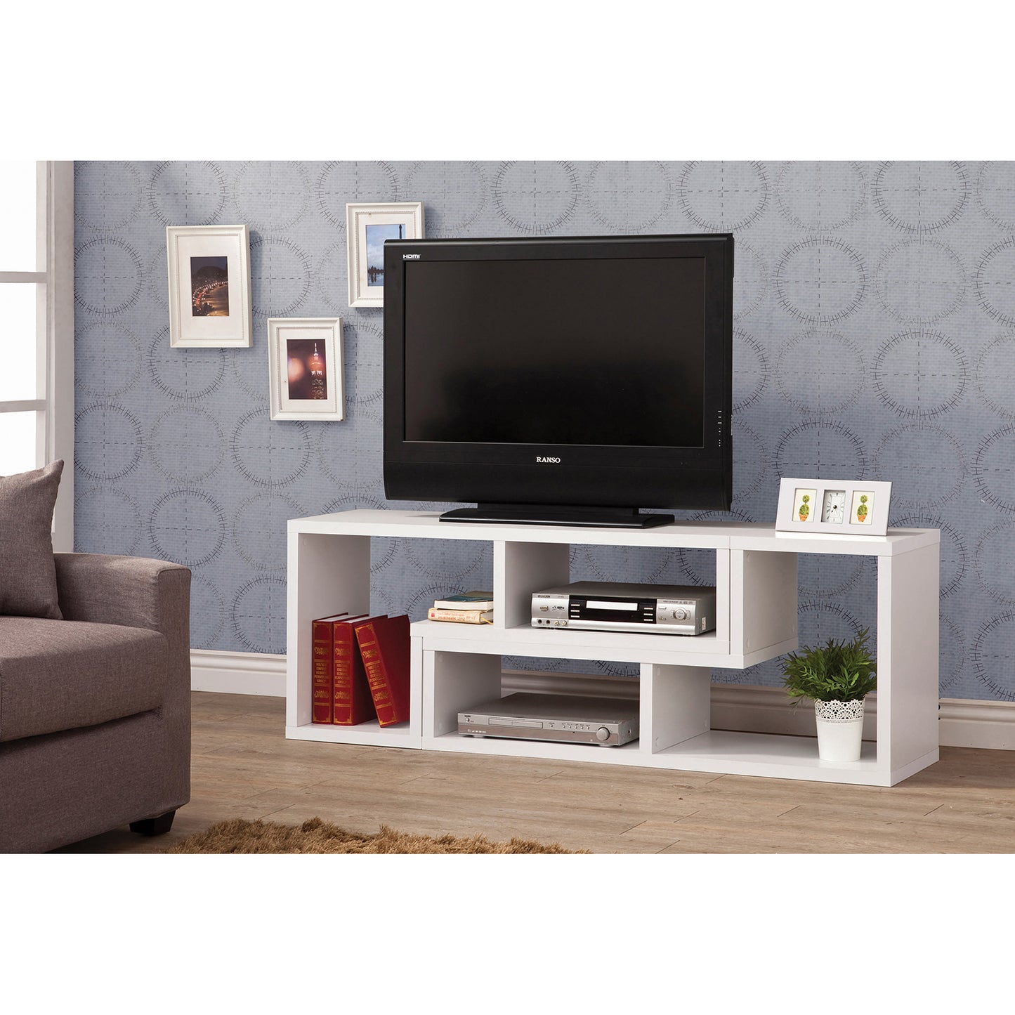 Velma Convertible TV Console and Bookcase White