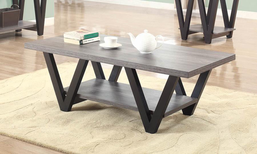 Higgins V-shaped Coffee Table Black and Antique Grey