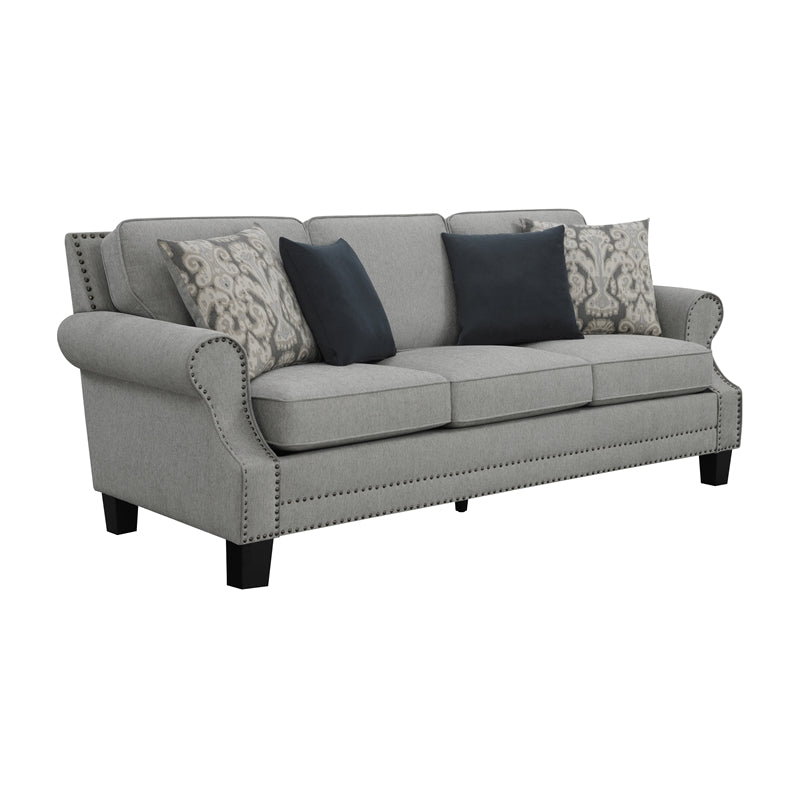 Sheldon Upholstered Living Room Set with Rolled Arms Grey