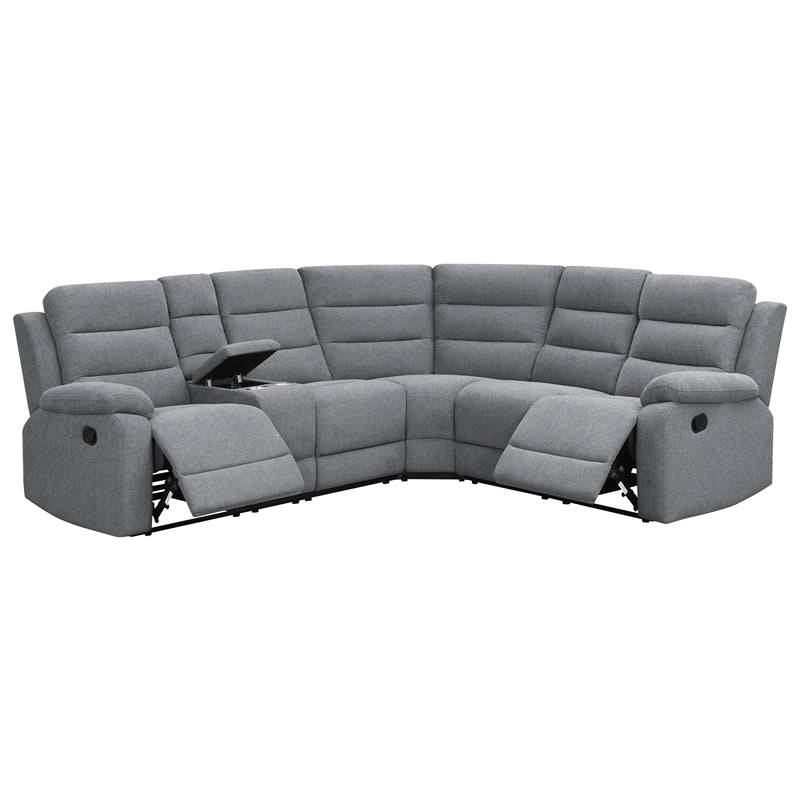 David 3-piece Upholstered Motion Sectional with Pillow Arms Smoke