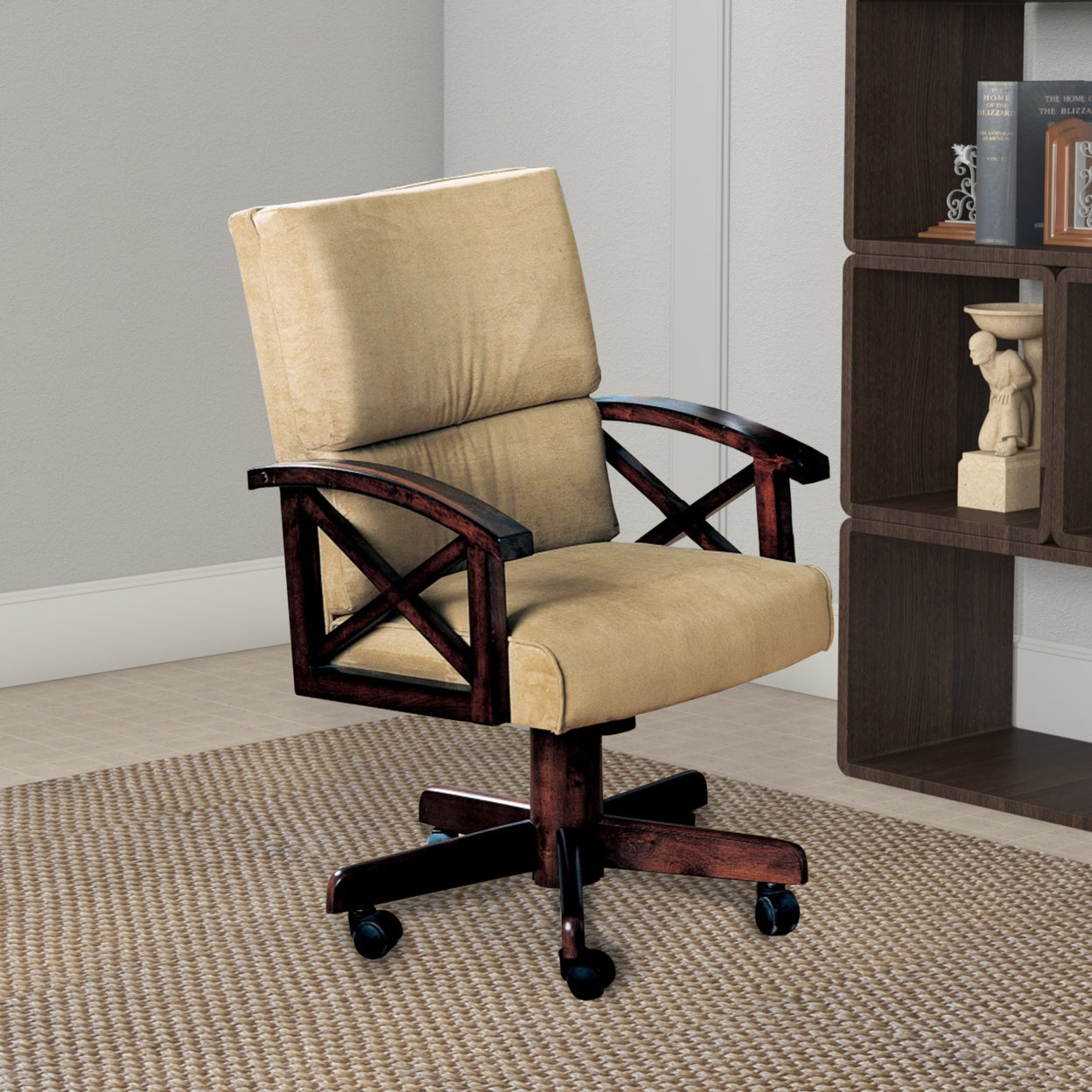 Marietta Upholstered Game Chair Tobacco and Tan