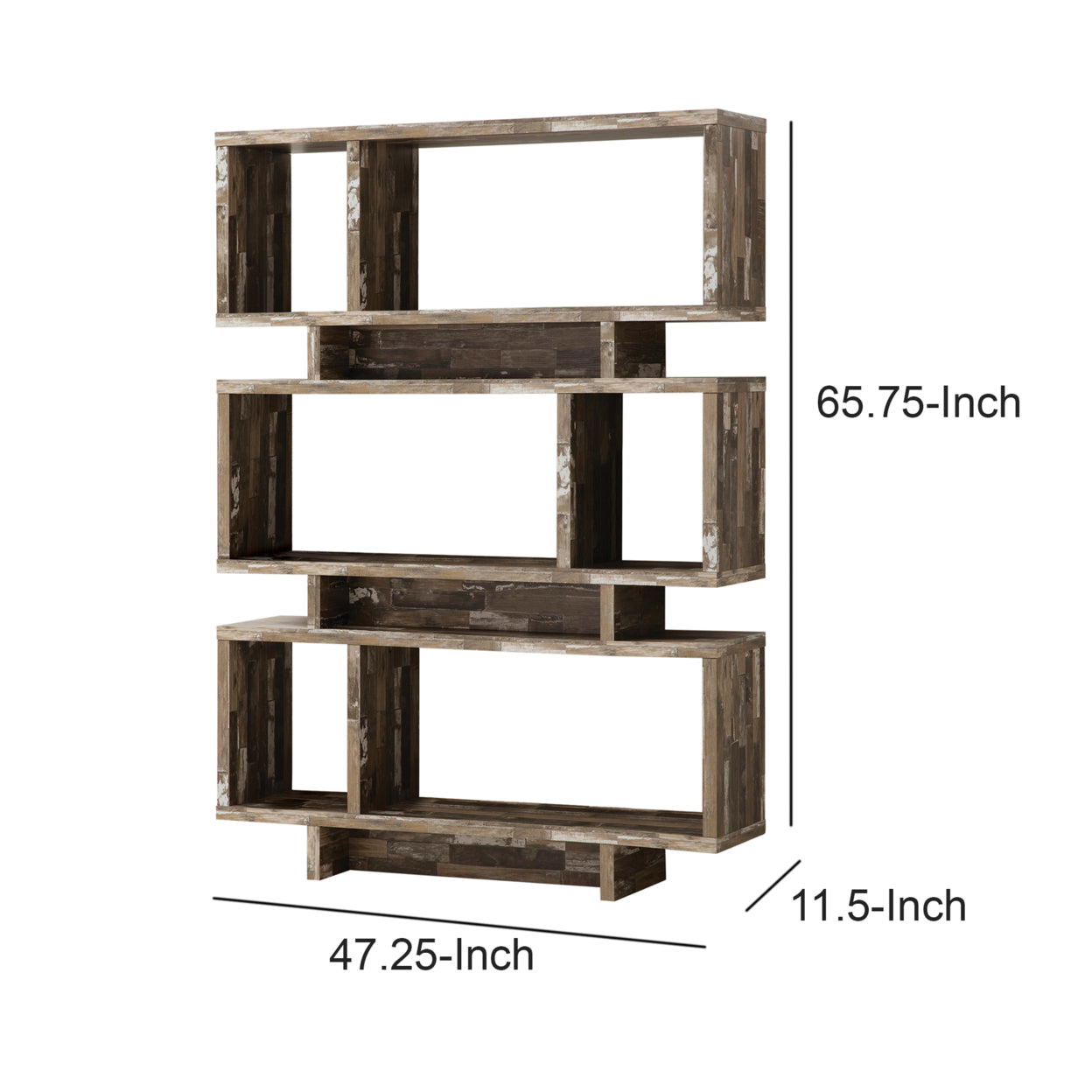 3-tier Geometric Bookcase Salvaged Cabin