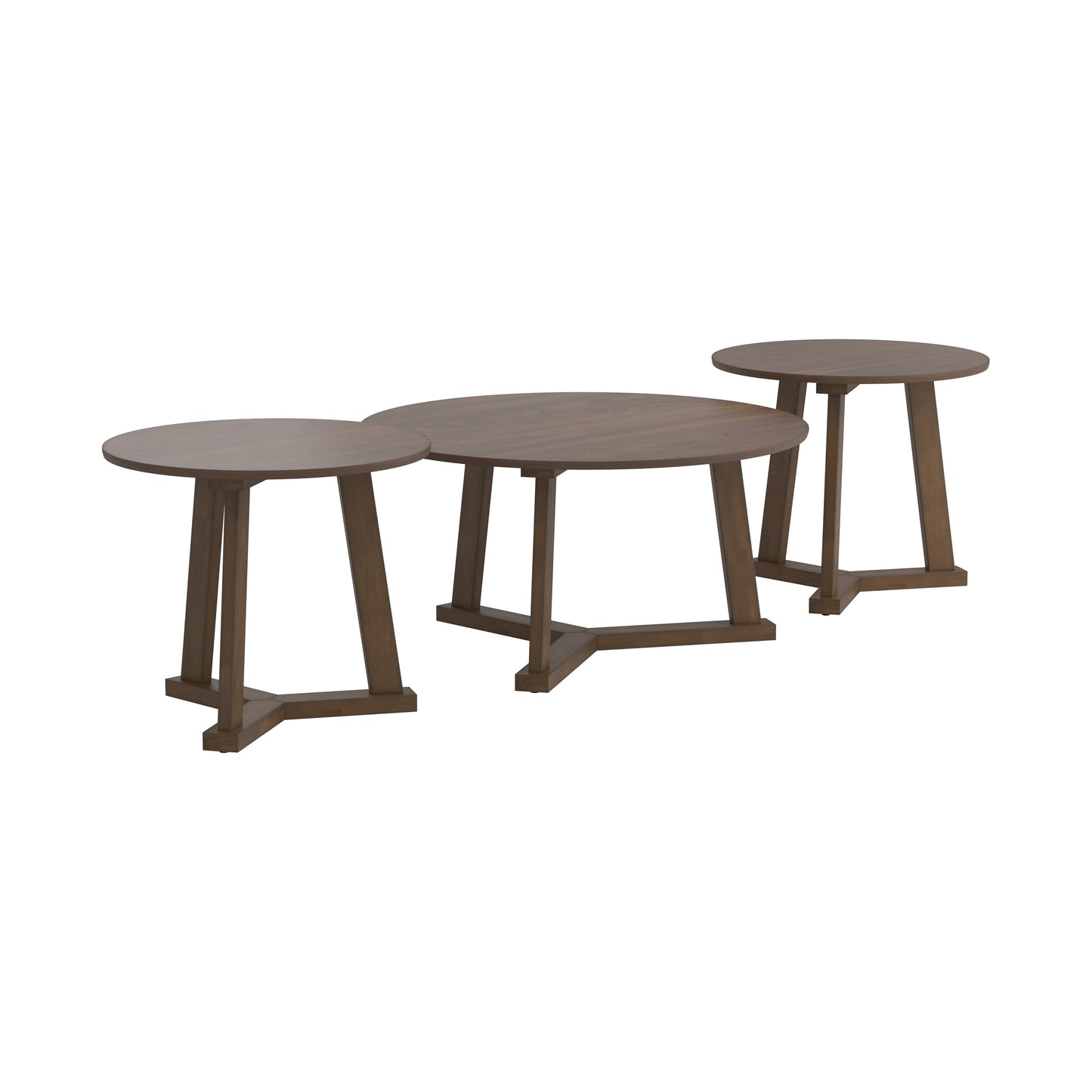 3-piece Round Occasional Table Set Natural Walnut