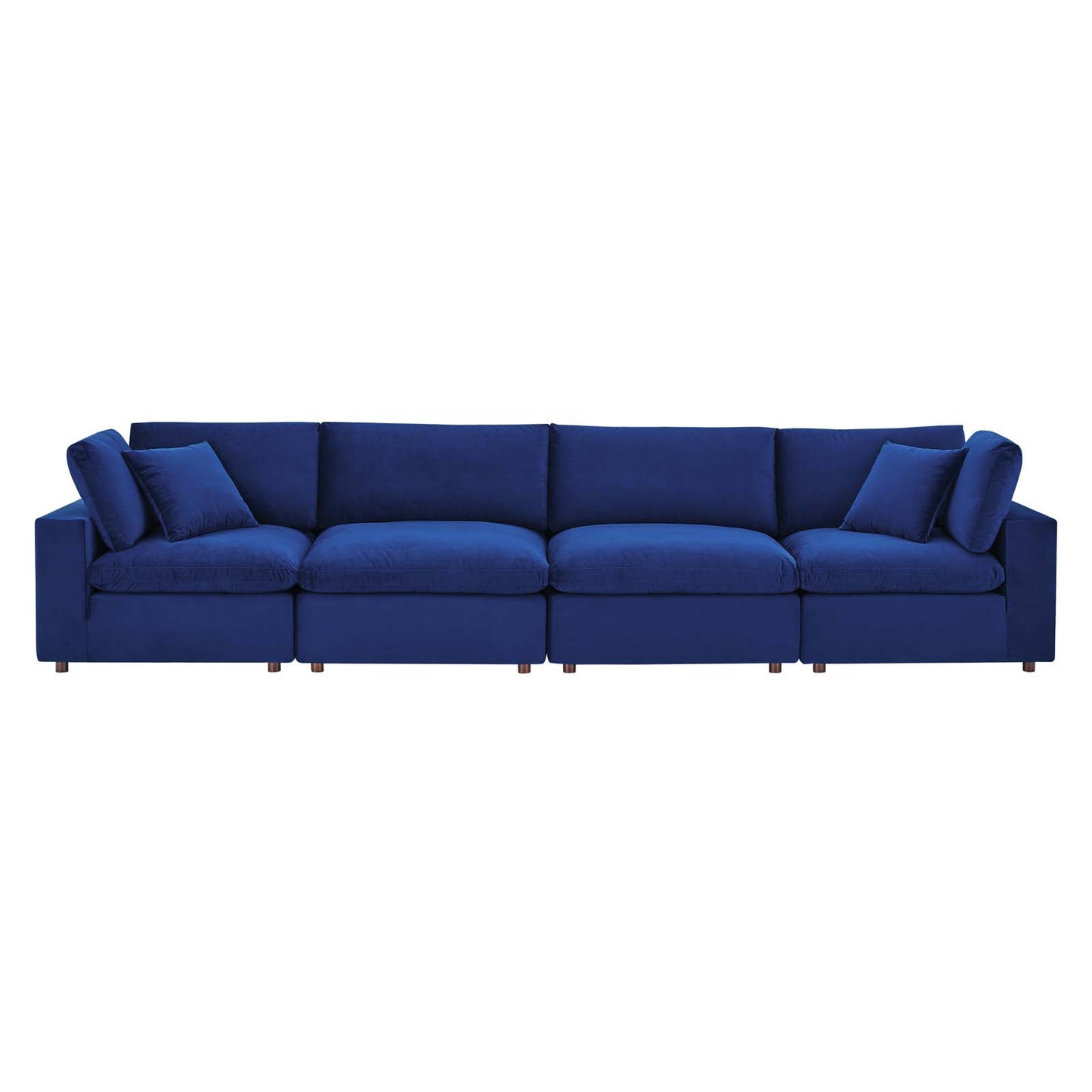 Commix Down Filled Overstuffed Performance Velvet 4-Seater Sofa