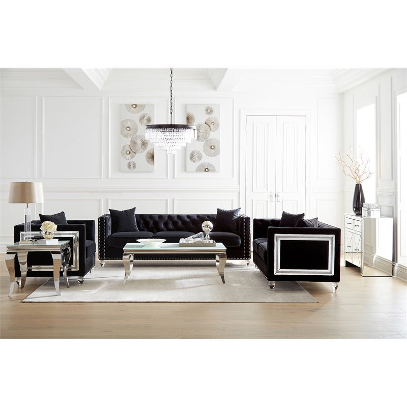 Delilah Upholstered Living Room Set Black