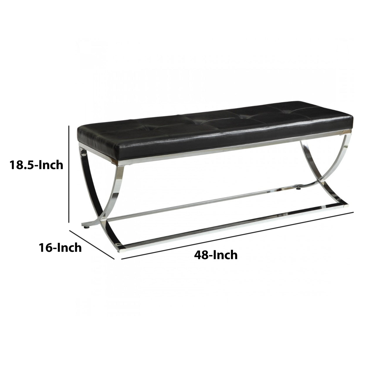 Rectangle Upholstered Tufted Bench Black