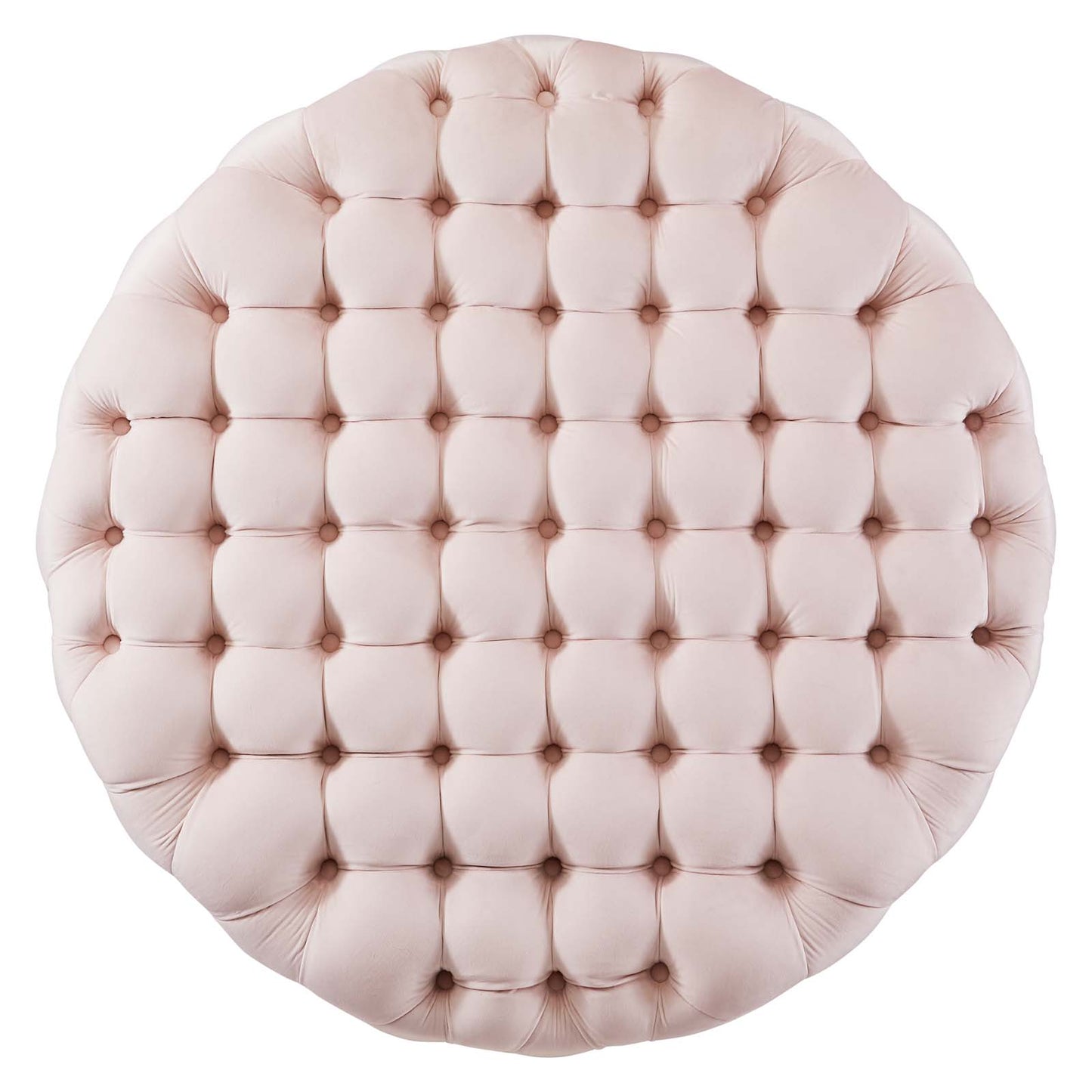 Amour Tufted Button Large Round Performance Velvet Ottoman