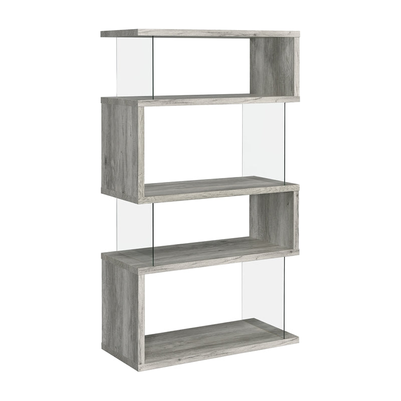 Emelle 4-shelf Bookcase with Glass Panels