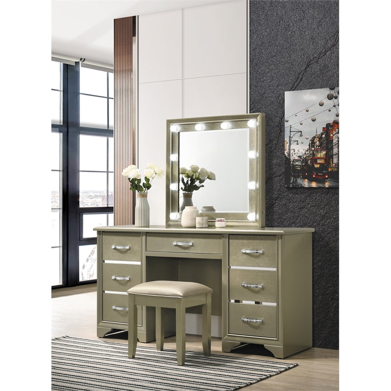 Beaumont Upholstered Vanity Stool Champagne Gold and Champagne
