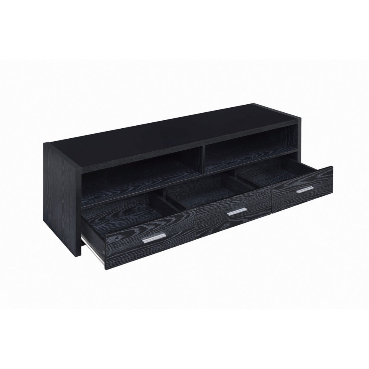 62" 3-drawer TV Console Black Oak