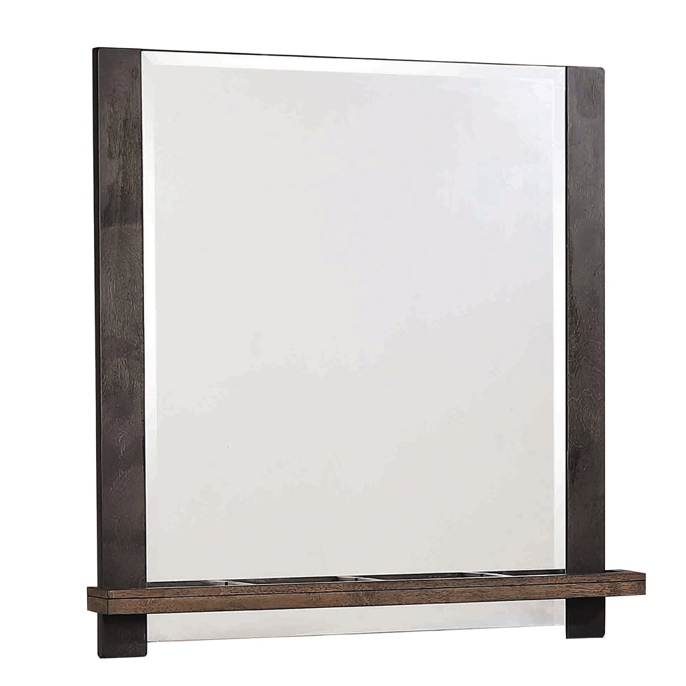 Azalia Mirror with Jewelry Tray Black and Walnut