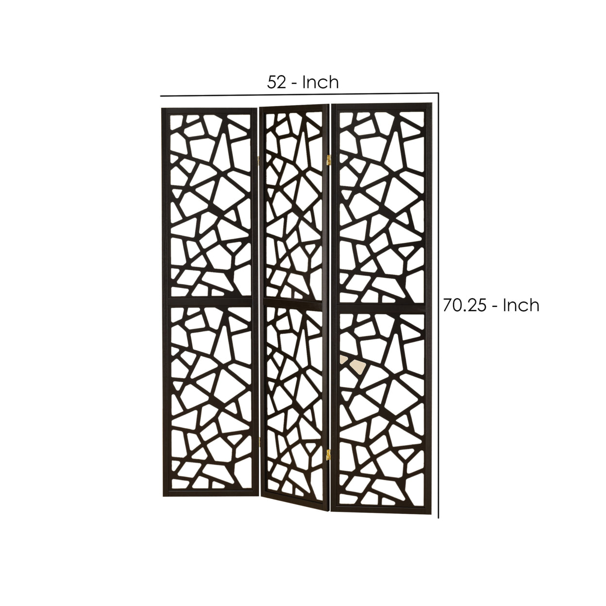 3-panel Open Mosaic Pattern Room Divider Black
