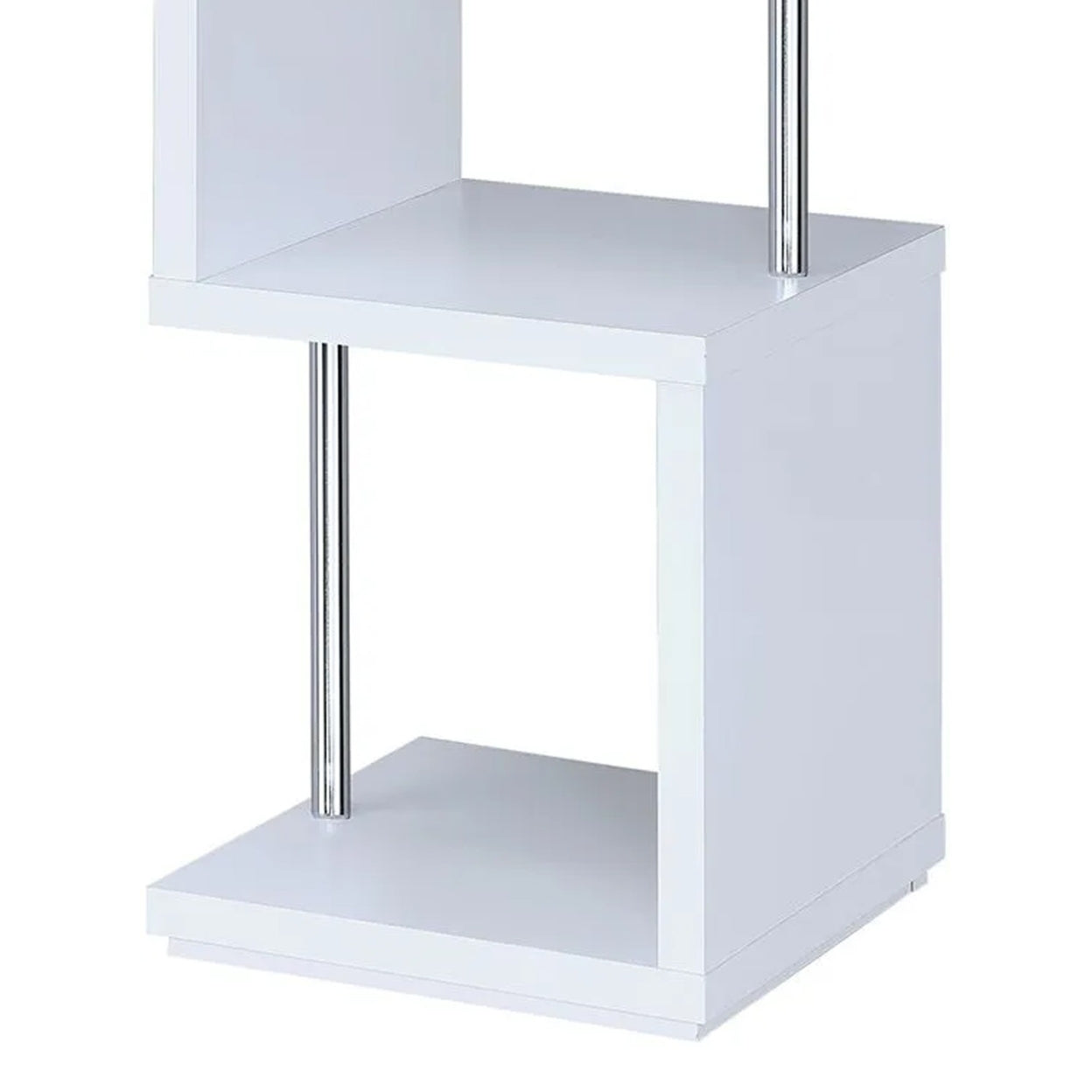 Baxter 4-shelf Bookcase White and Chrome