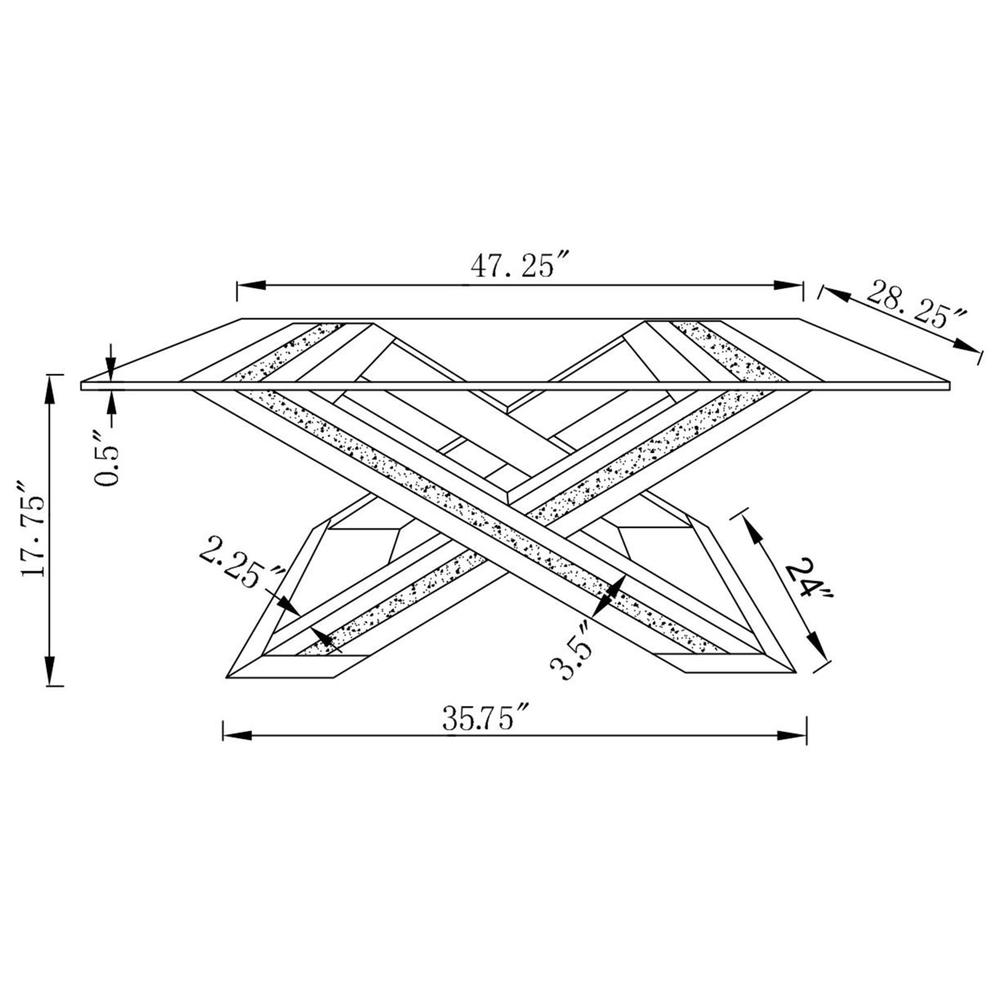 Bonnie X-base Rectangle Glass Top Coffee Table Mirror