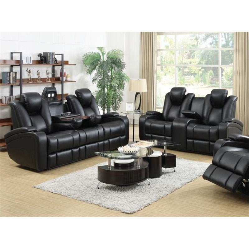 Delange Upholstered Tufted Living Room Set Black