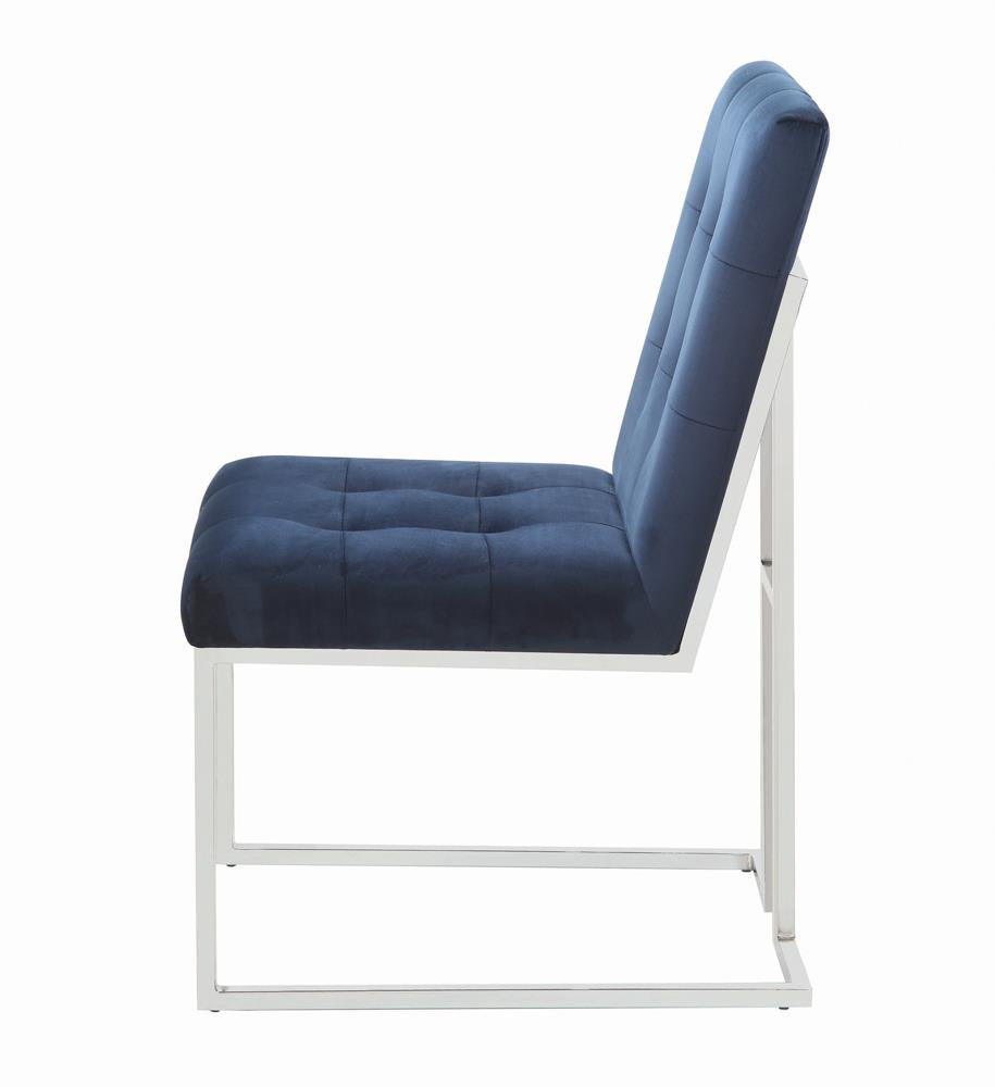 Cisco Upholstered Dining Chairs Ink Blue and Chrome (Set of 2)