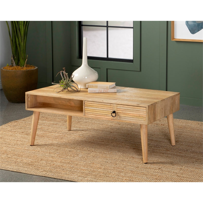 Rectangular 1-drawer Coffee Table Natural
