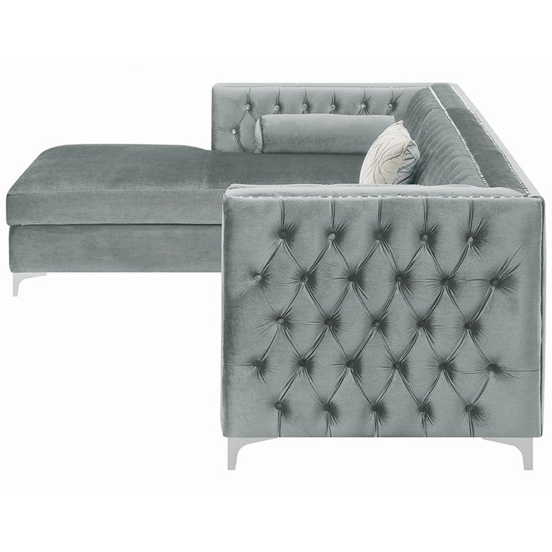 Bellaire Button-tufted Upholstered Sectional Silver