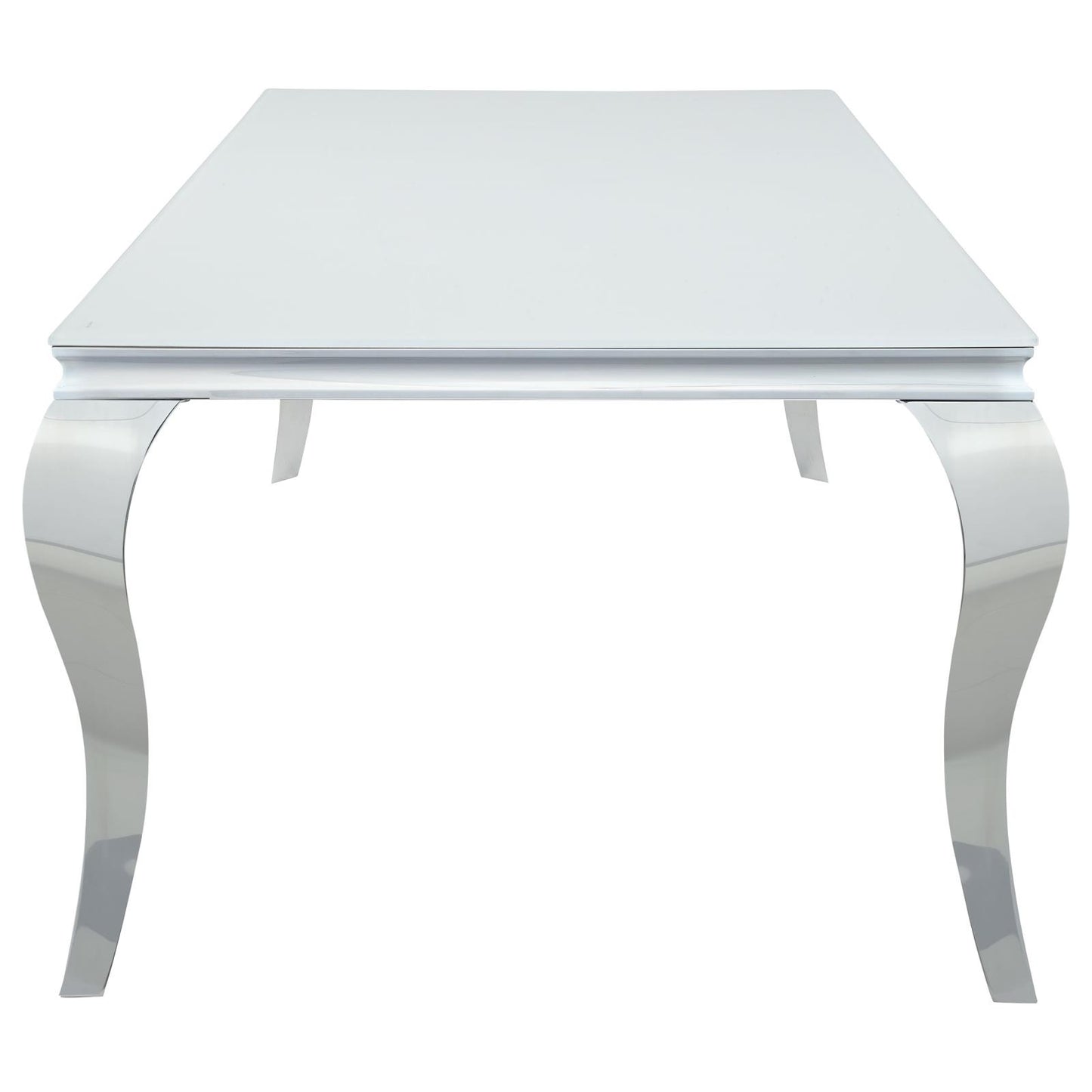 Carone Rectangular Glass Top Dining Table White and Chrome