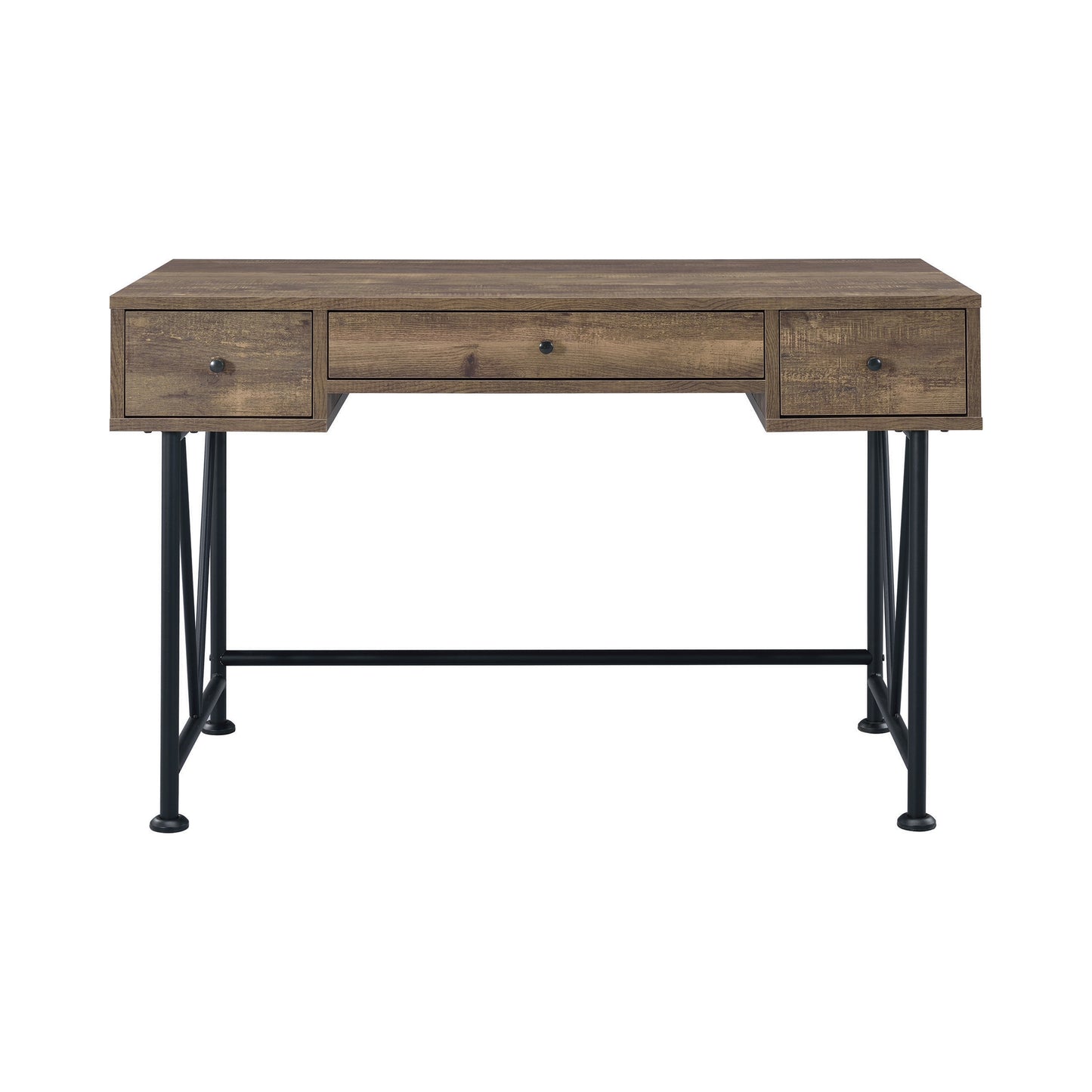 Analiese 3-drawer Writing Desk Rustic Oak and Black