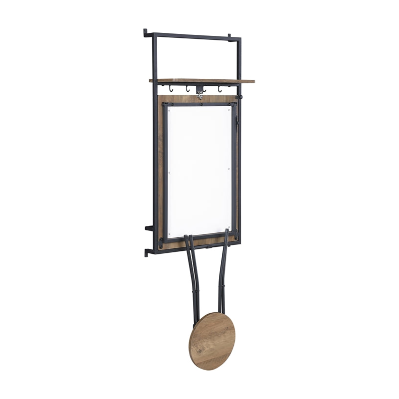 Riley Foldable Wall Desk with Stool Rustic Oak and Sandy Black