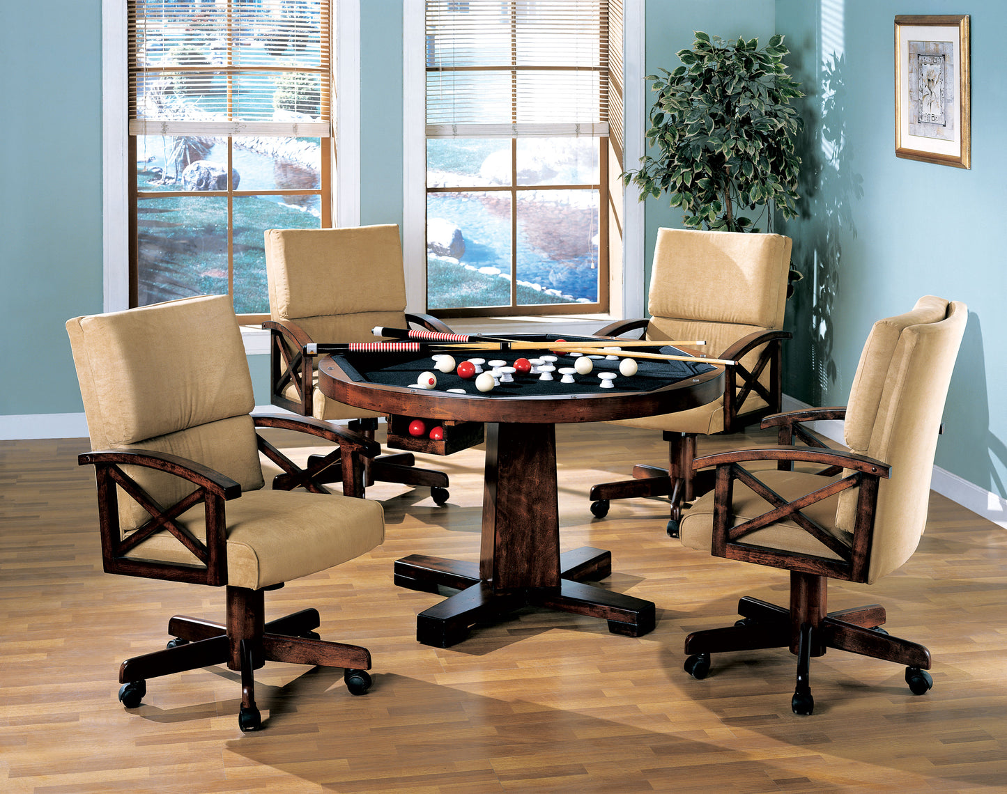 Marietta 5-piece Game Table Set Tobacco and Tan