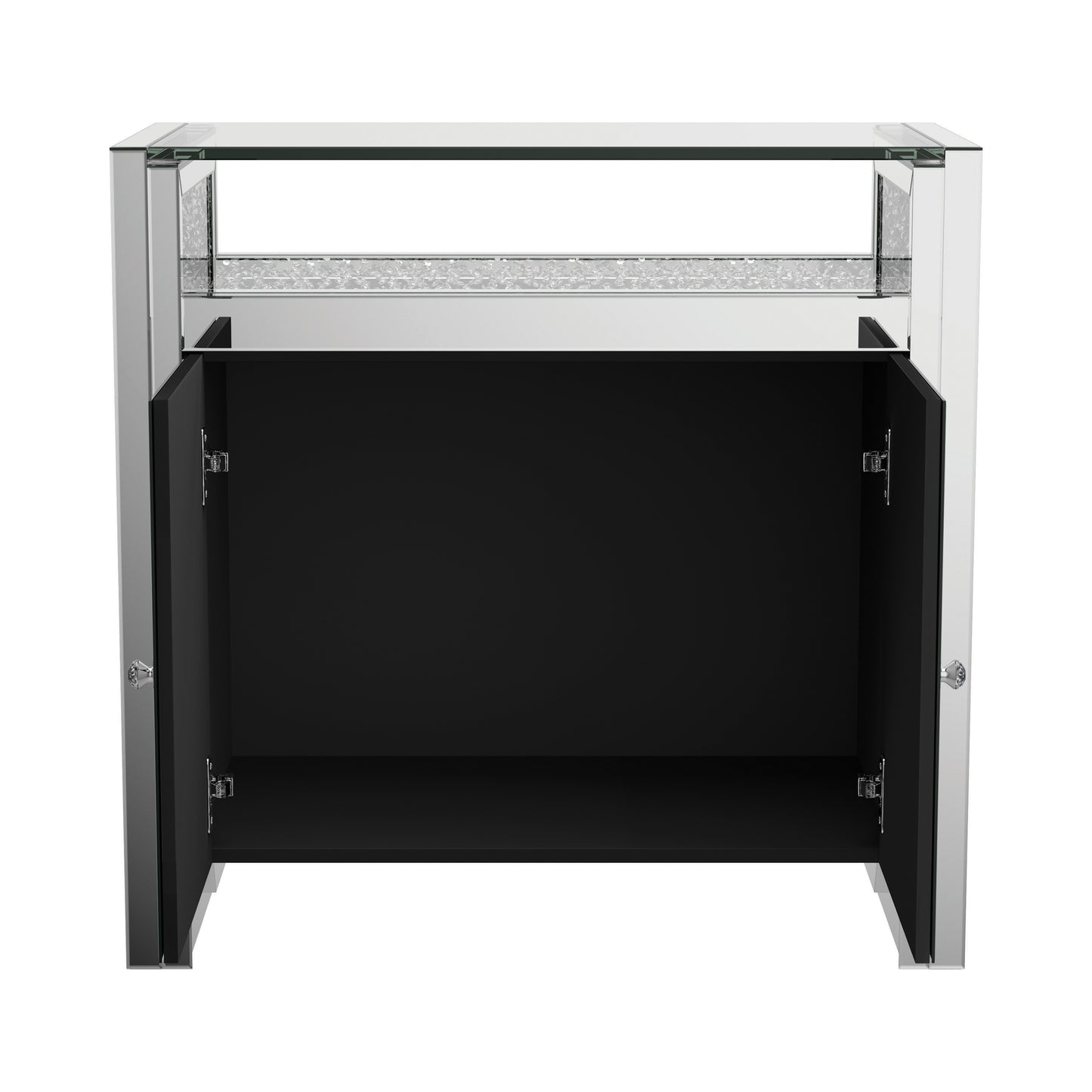 2-door Accent Cabinet Clear Mirror and Silver