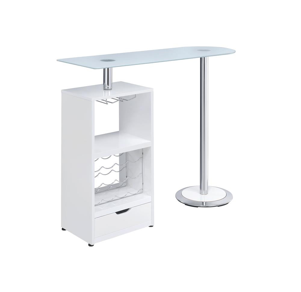 Koufax 1-drawer Bar Table Glossy White