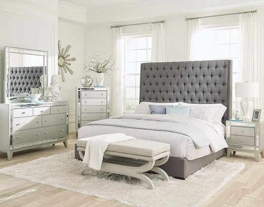 Camille 5-piece Queen Bedroom Set Grey and Metallic Mercury