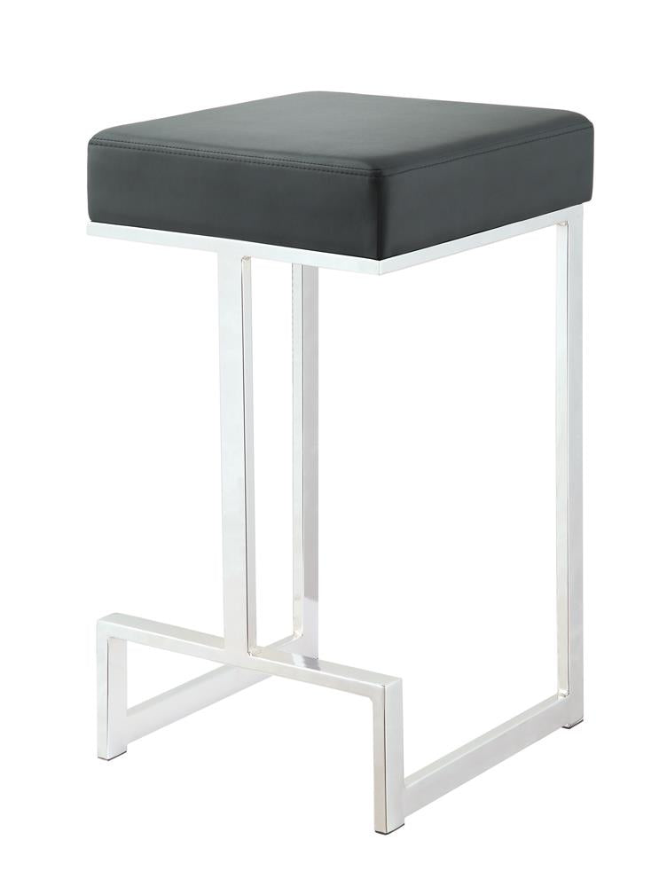 Gervase Square Counter Height Stool Black and Chrome