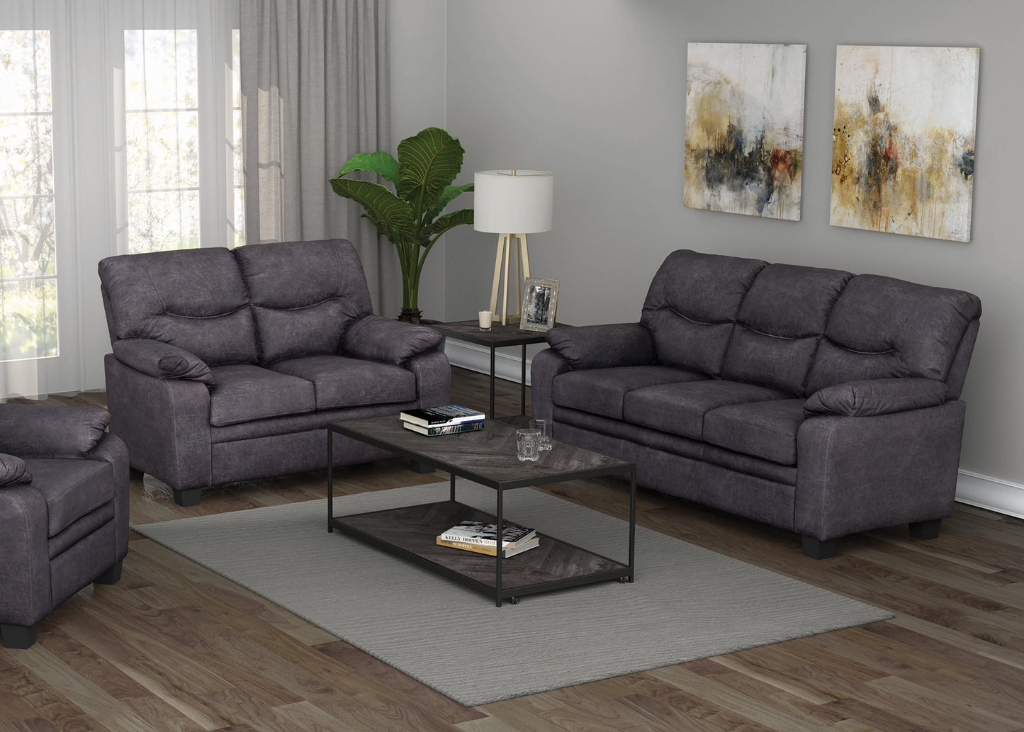 Meagan 2-piece Pillow Top Arms Living Room Set Brown