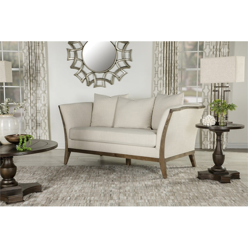 Lorraine Upholstered Loveseat with Flared Arms Beige