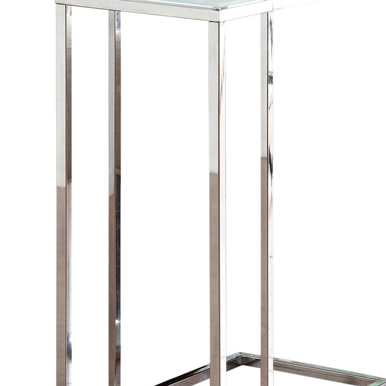 Glass Top Accent Table Chrome and White