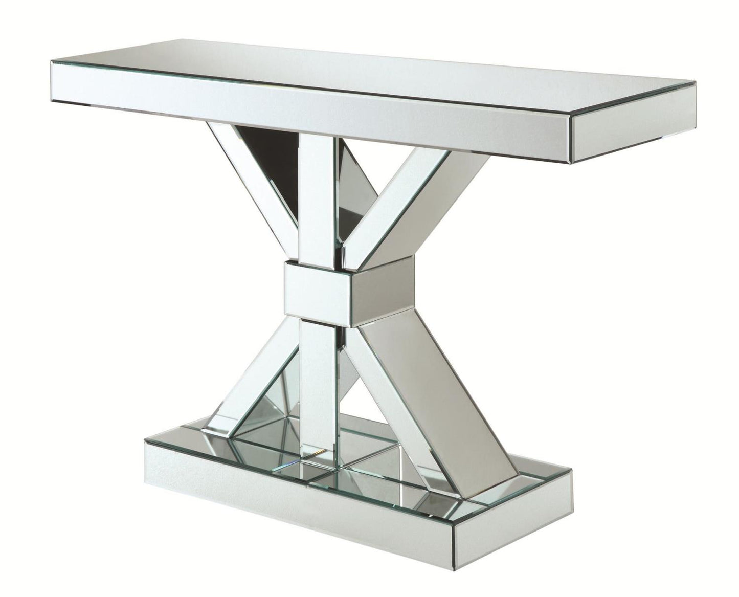 Reventlow X-shaped Base Console Table Clear Mirror