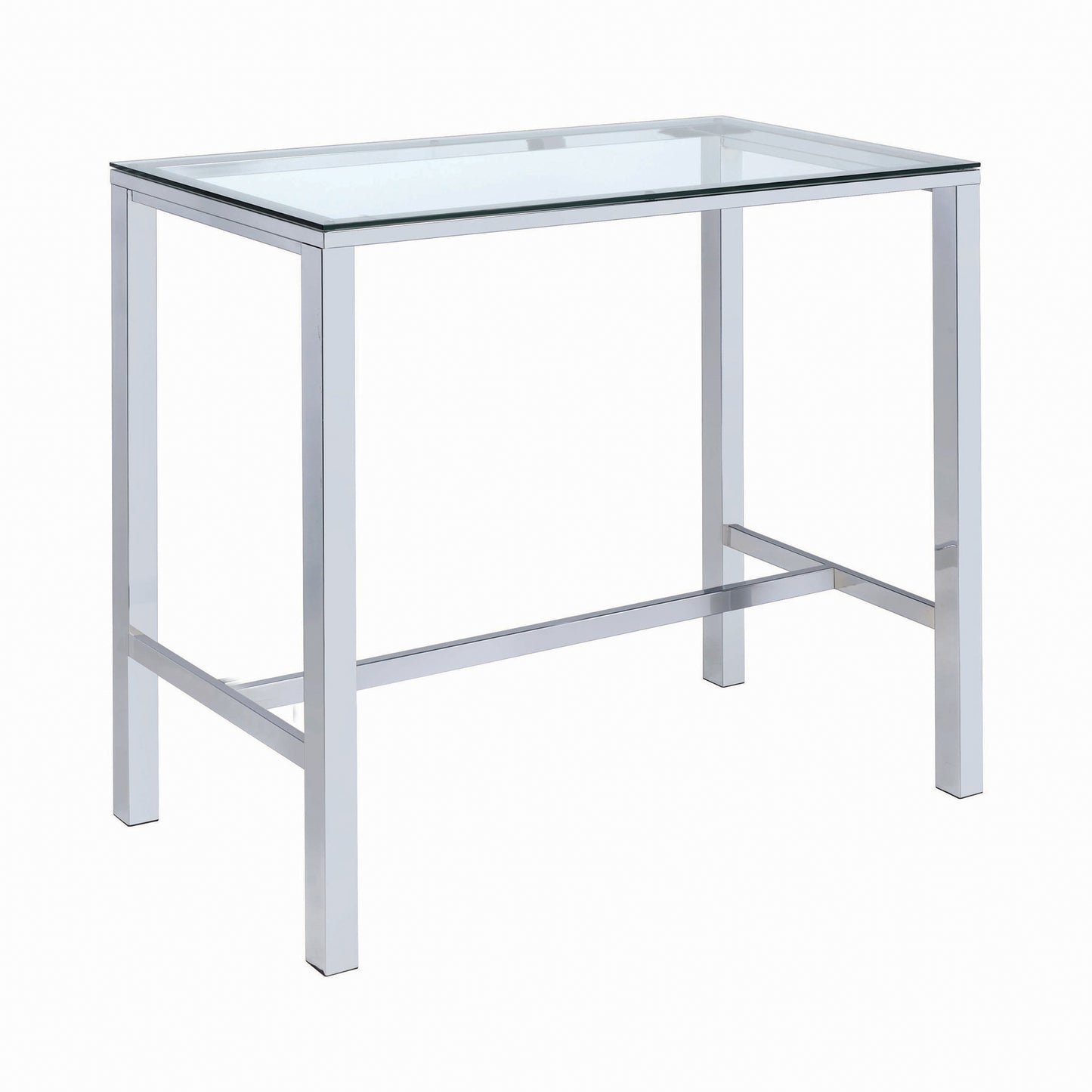 Tolbert Bar Table with Glass Top Chrome