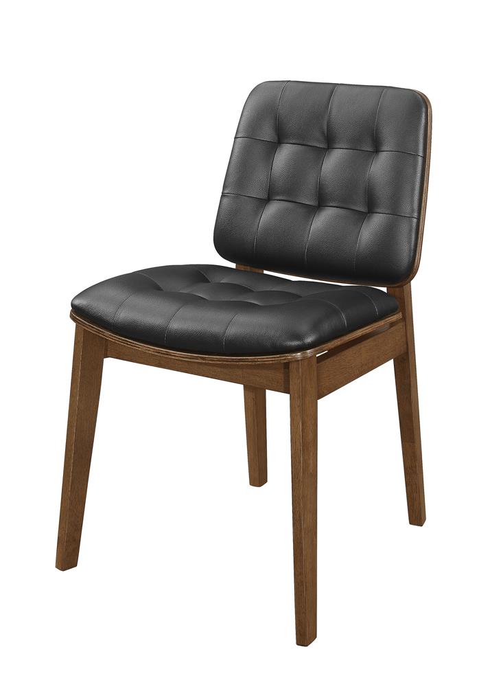 Otterson Tufted Back Side Chairs Natural Walnut and Black (Set of 2)