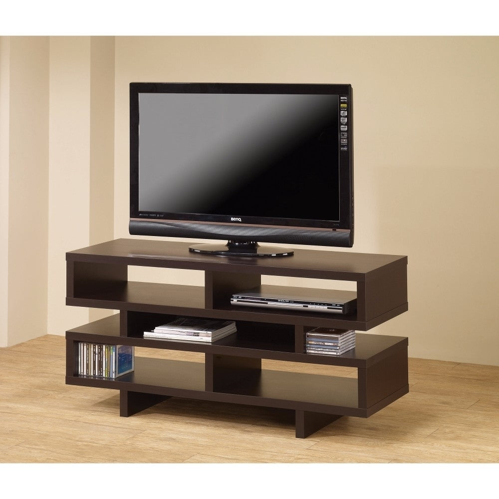 TV Console with 5 Open Compartments Cappuccino
