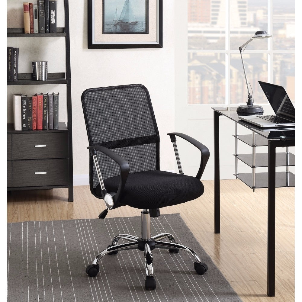 Office Chair with Mesh Backrest Black and Chrome