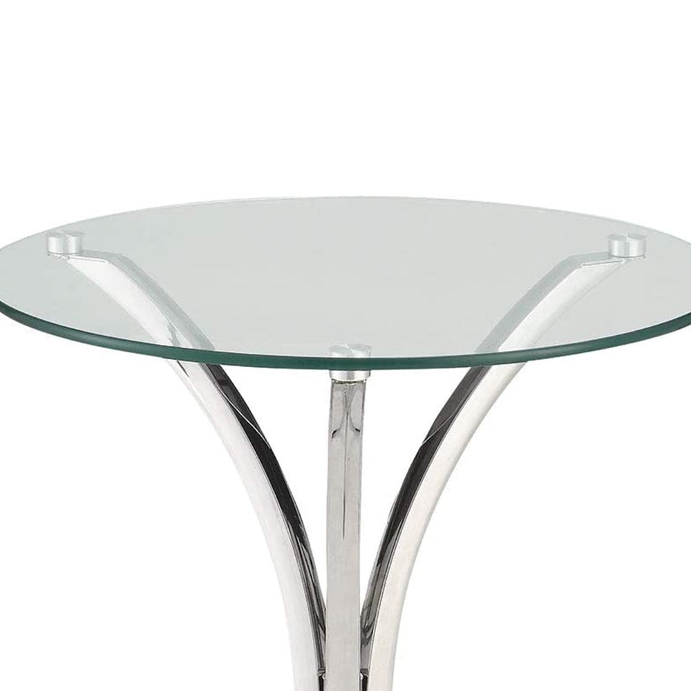 Round Accent Table with Curved Legs Chrome