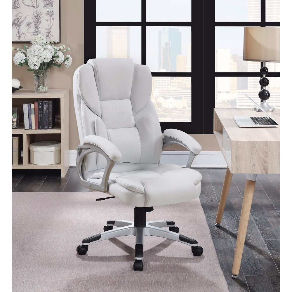 Adjustable Height Office Chair White and Silver