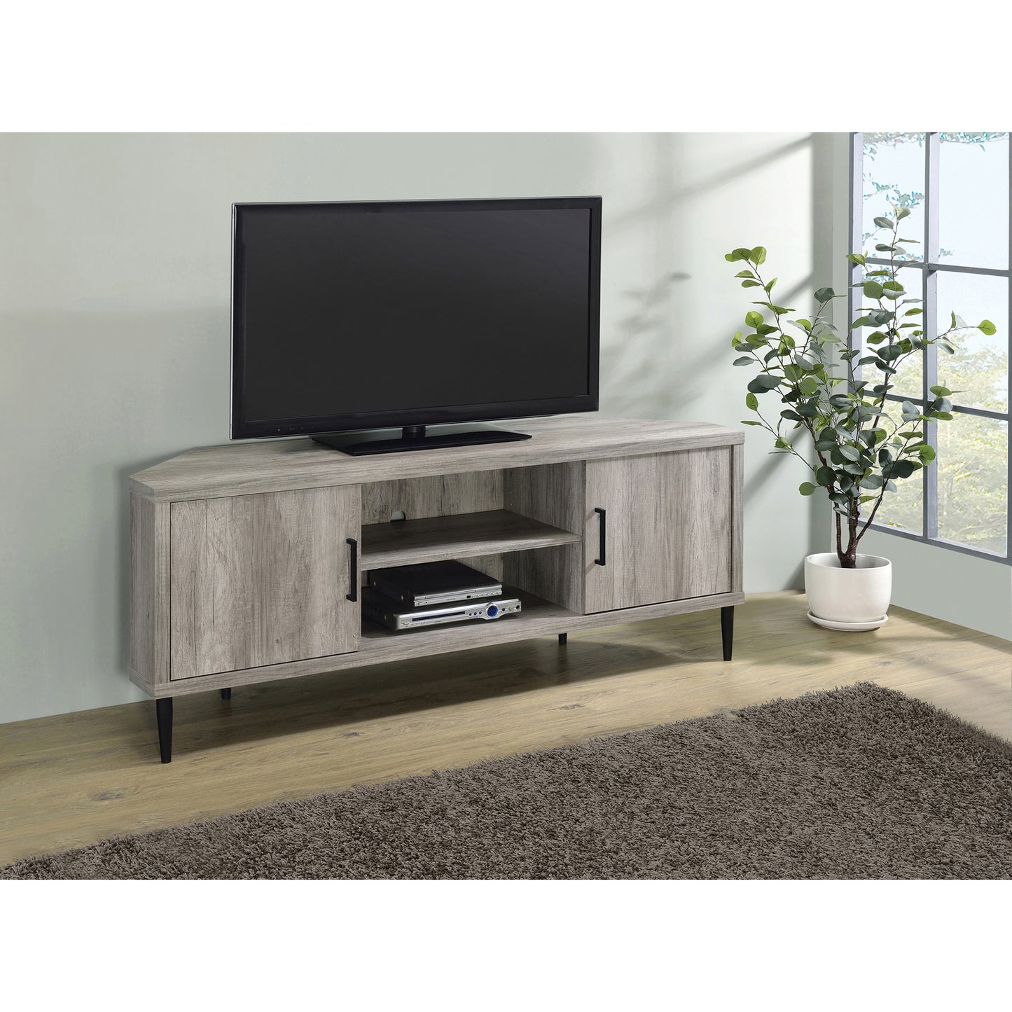 2-door Storage TV Console Grey Driftwood
