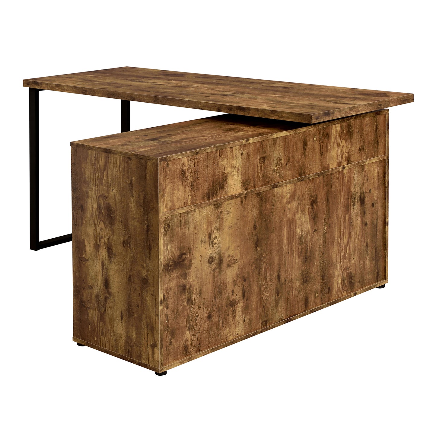 Hertford L-shape Office Desk with Storage Antique Nutmeg