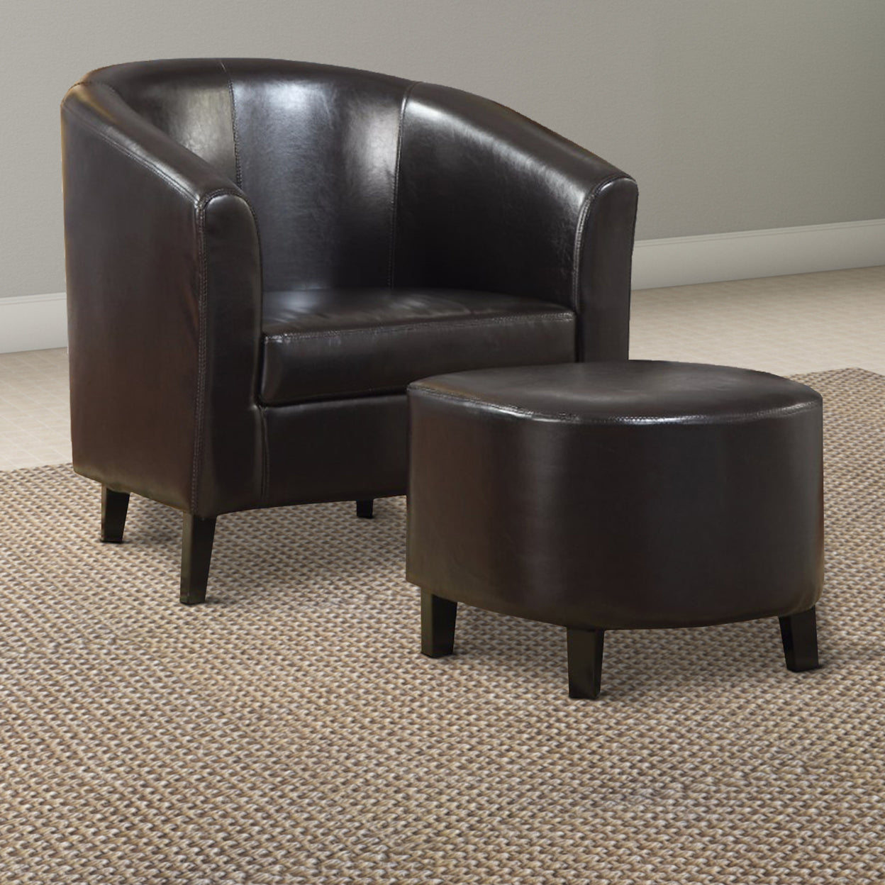 Upholstered Accent Chair with Ottoman Dark Brown