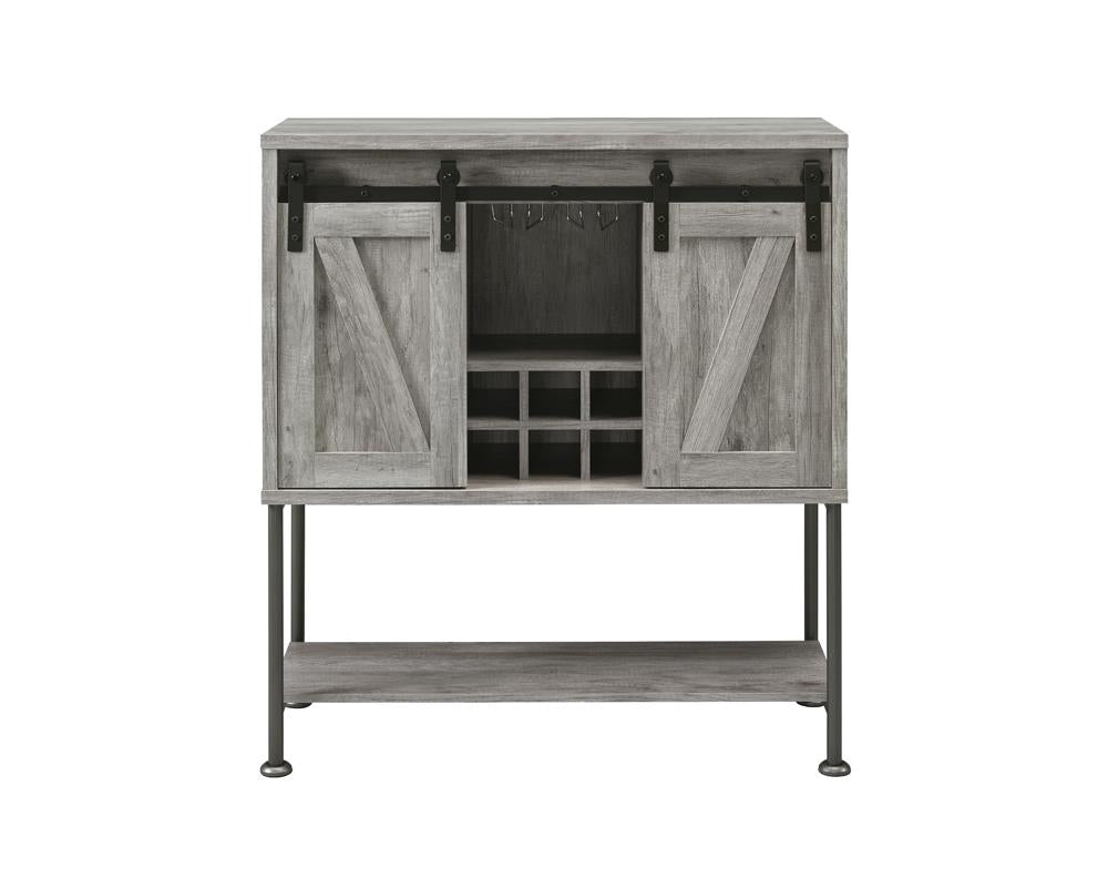 Claremont Sliding Door Bar Cabinet with Lower Shelf Grey Driftwood