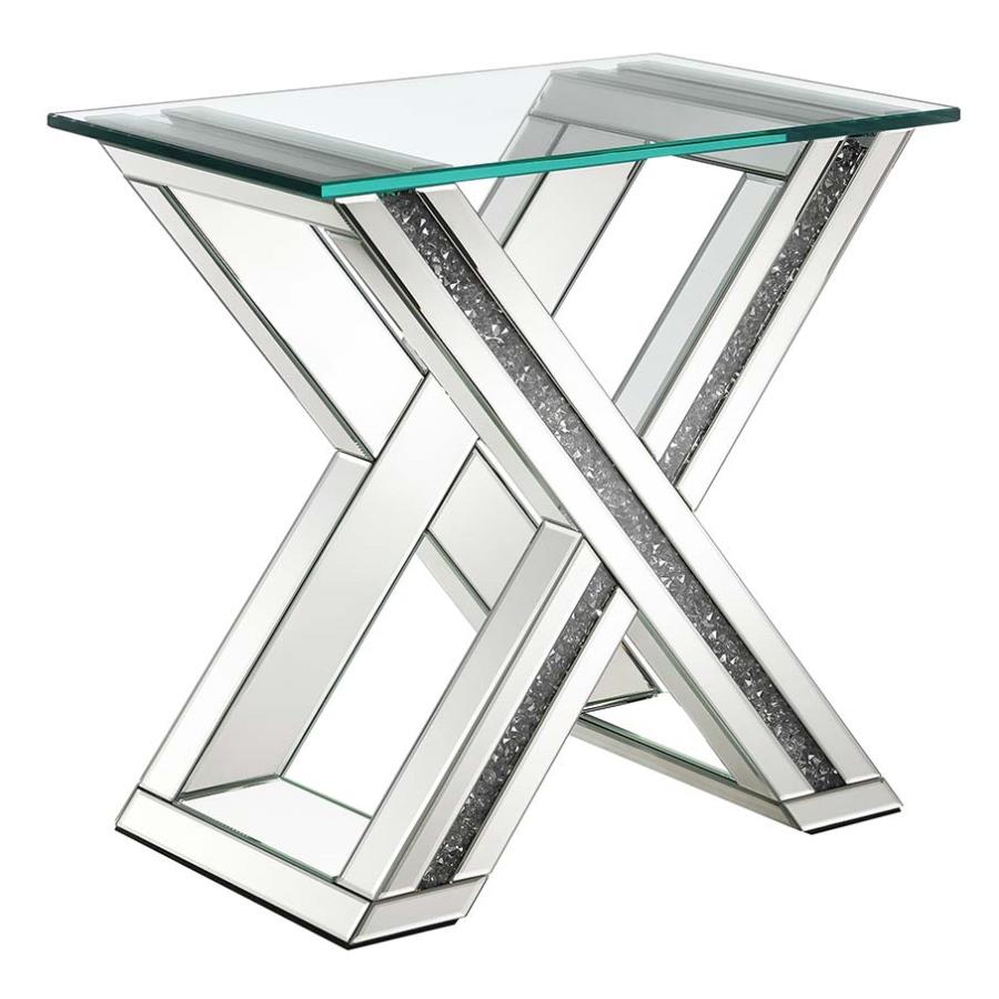 Bonnie X-base Rectangle Glass Top End Table Mirror